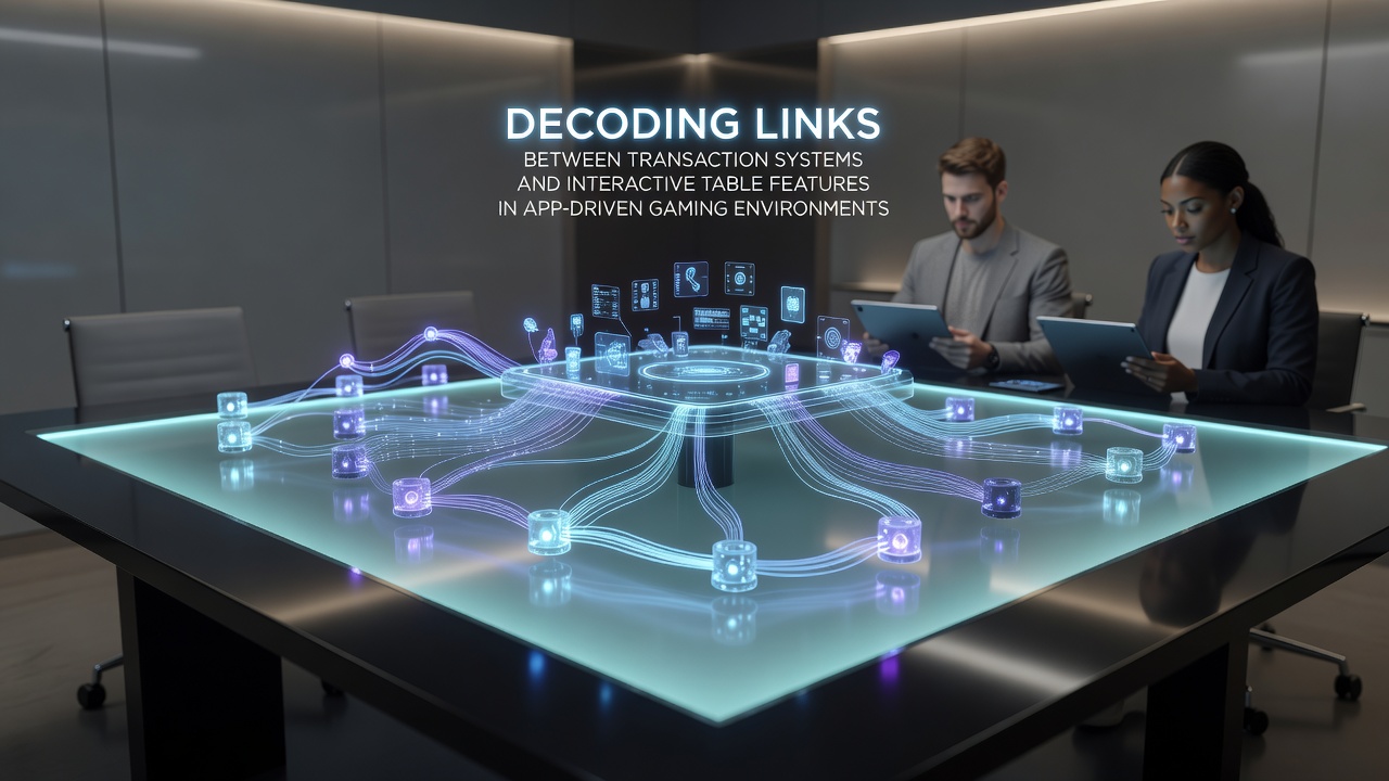 Overview of transaction systems connecting to interactive table features in mobile gaming apps showing real-time payment flows and multi-player interfaces
