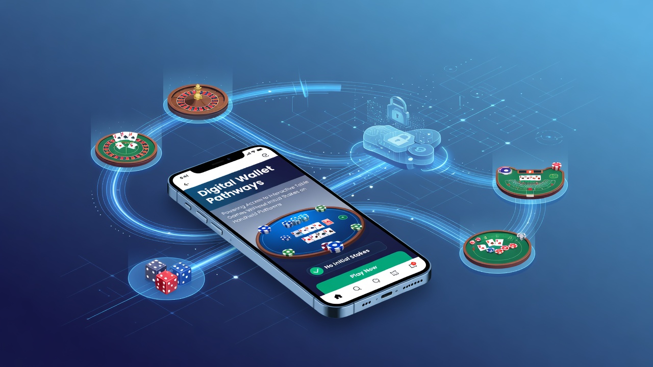 Digital wallet interface displayed on a handheld device with interactive table game options visible