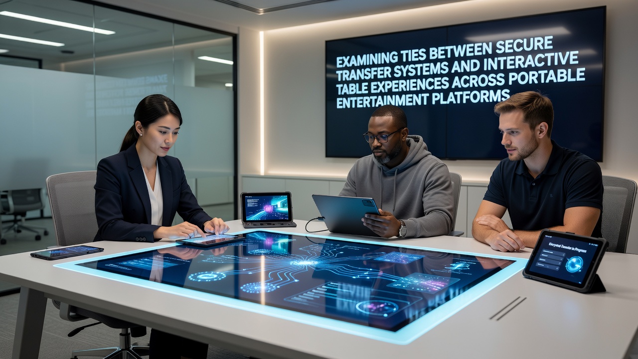Secure transfer systems integrated with interactive table experiences on portable platforms showing encrypted payment flows and live dealer interfaces
