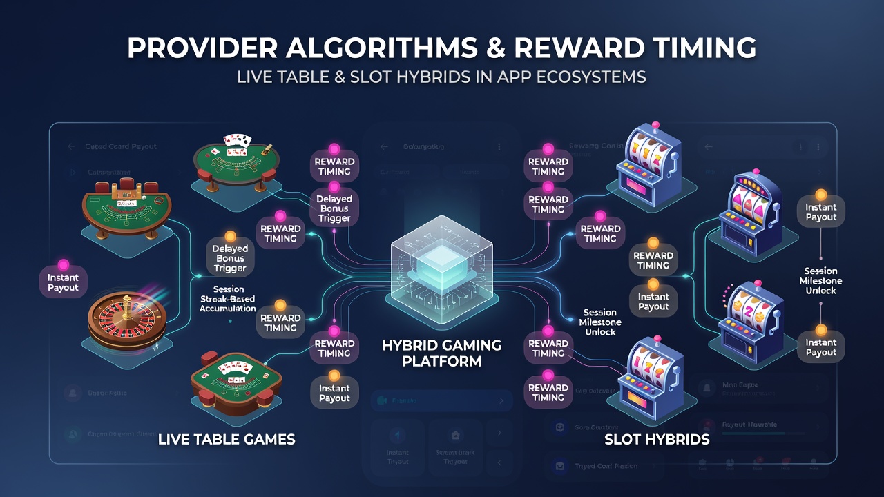 Diagram showing data flows between live tables, slot mechanics, and algorithmic reward scheduling in mobile apps