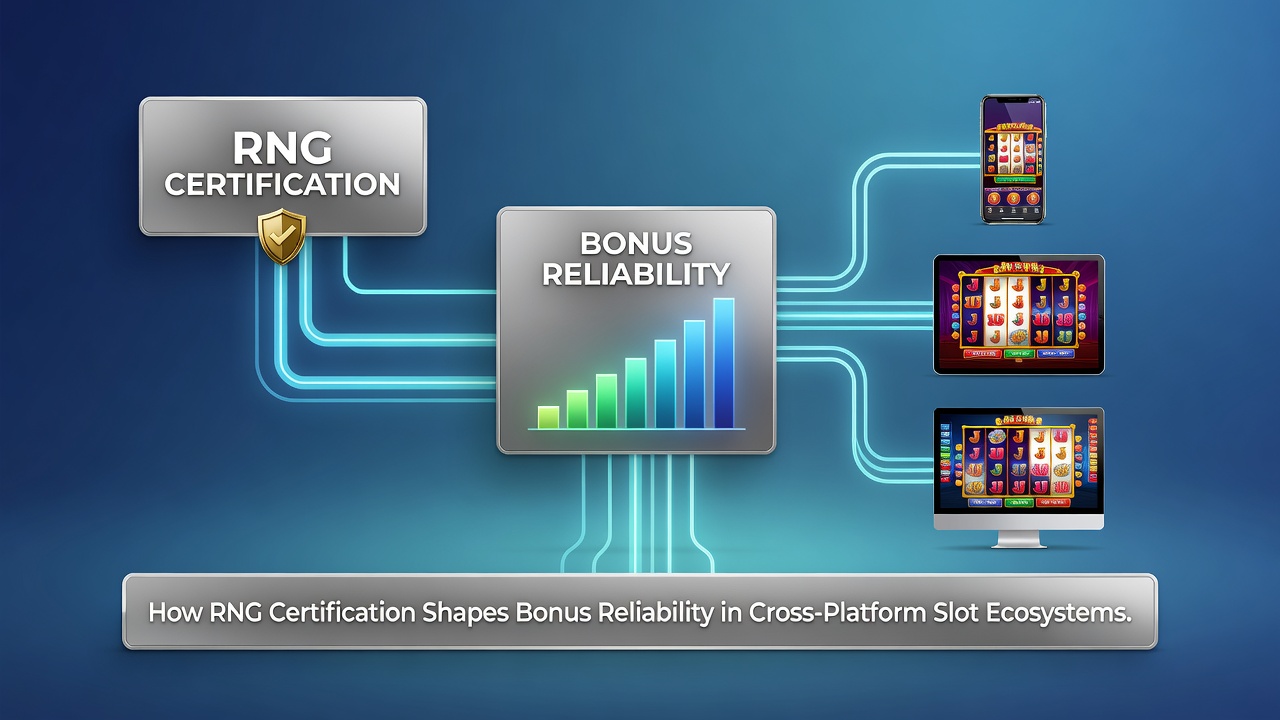 Cross-platform slot interface showing synchronized bonus round on mobile and desktop devices