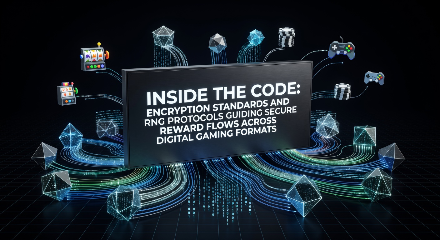 Digital illustration showing encrypted data streams and random number generation in online gaming systems