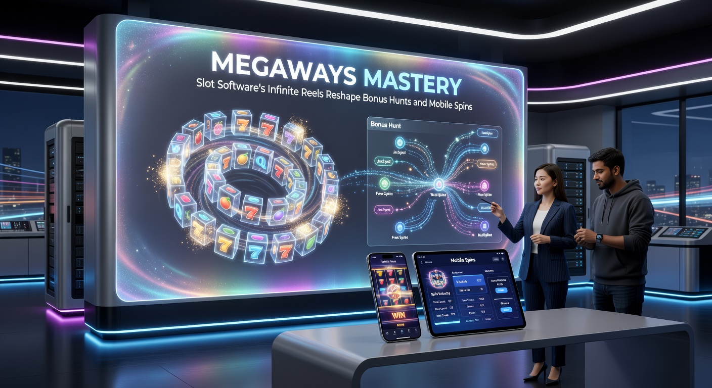 Mobile phone screen displaying a Megaways slot in full expansion mode, with bonus wheel spinning and ways-to-win counter at 100,000+