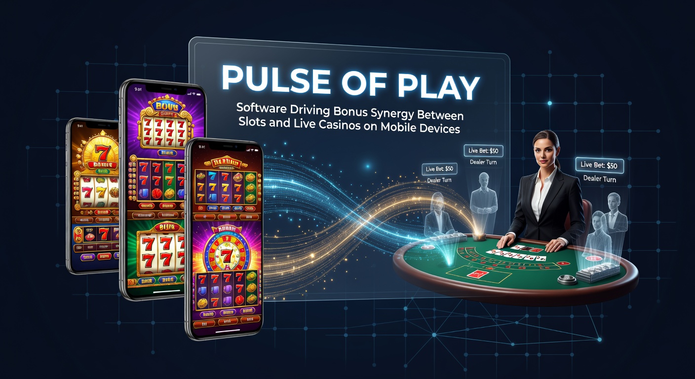 Vibrant mobile screen displaying synchronized slot spins and live dealer blackjack, highlighting bonus integration software in action