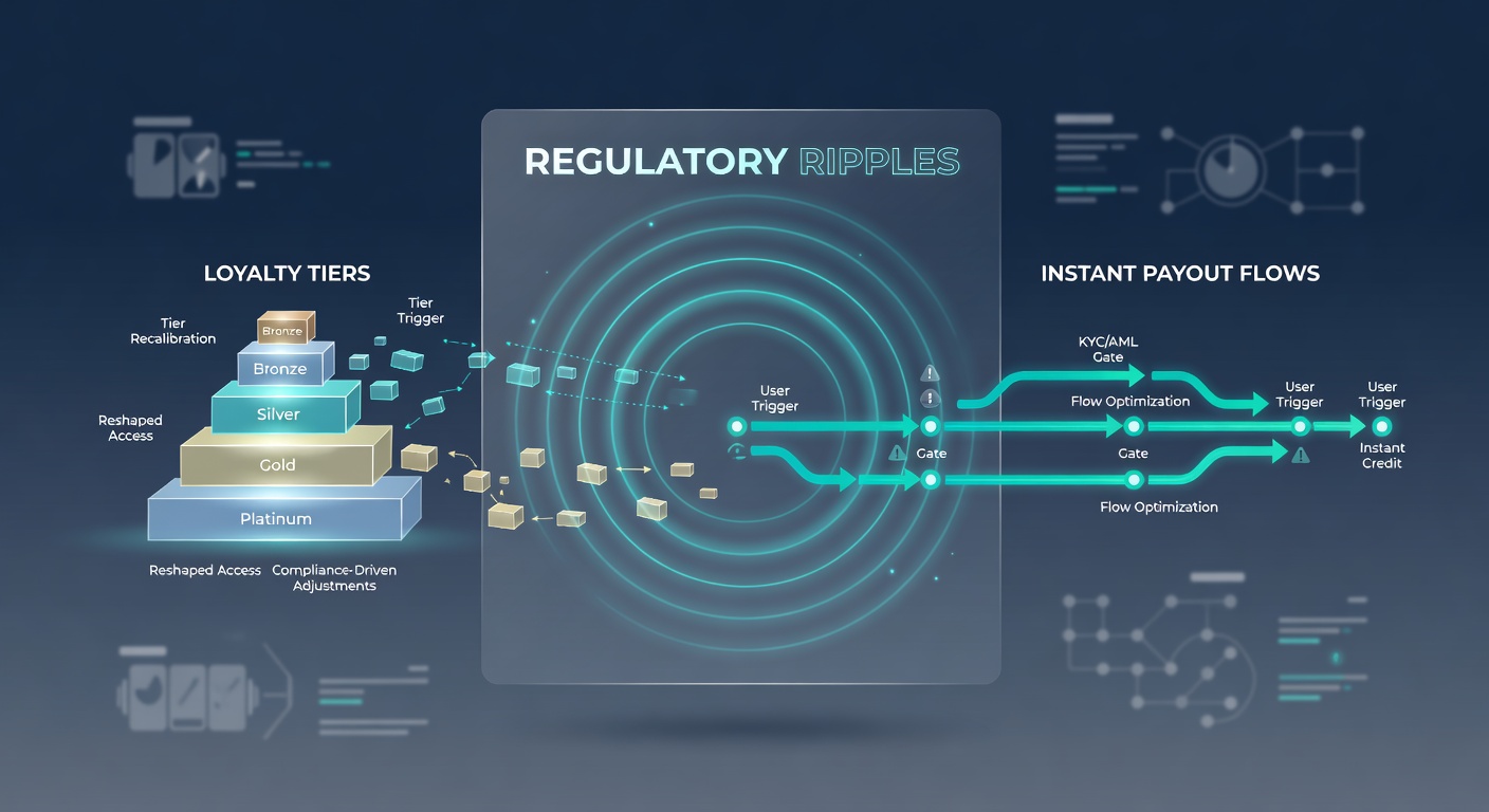 Mobile casino dashboard showing updated loyalty tier benefits and instant payout flow options under new compliance guidelines